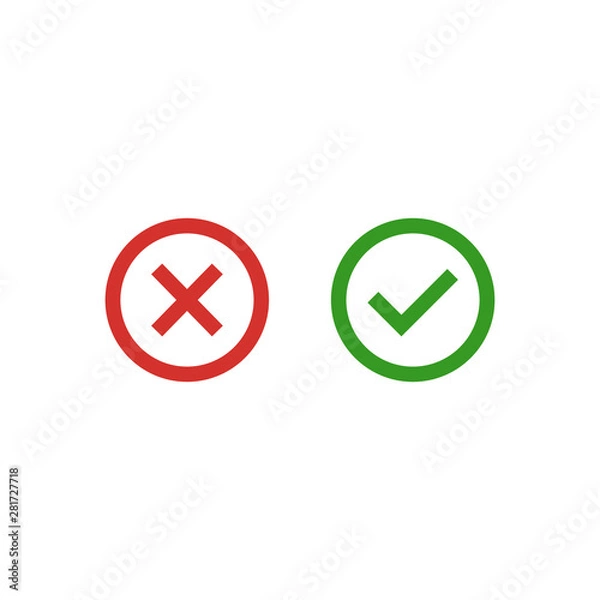 Fototapeta Check and Cross Symbol Icon Vector Design Illustration