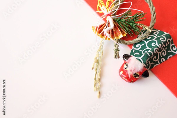 Obraz しめ飾りと獅子頭のフレーム