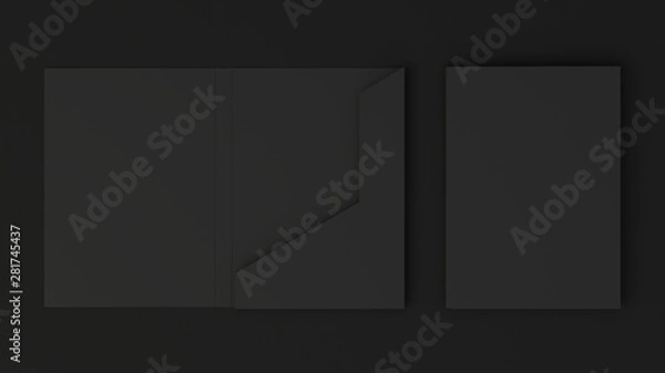 Fototapeta Mockup of blank black cardboard folder