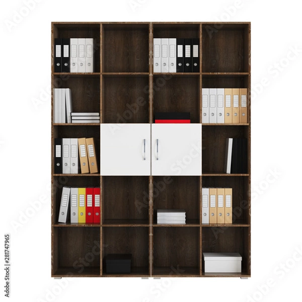 Fototapeta Shelving isolated on white background. 3D rendering.