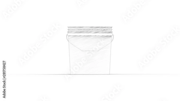 Fototapeta 3D rendering of a plastic bucket isolated in white background