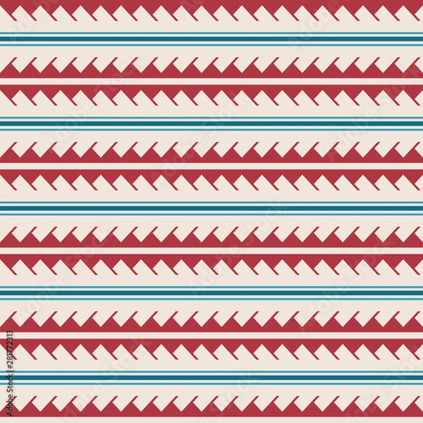Fototapeta Vector ethnic seamless pattern in maori style. Geometric border with decorative ethnic elements. Design for home decor, wrapping paper, fabric, carpet, textile, cover