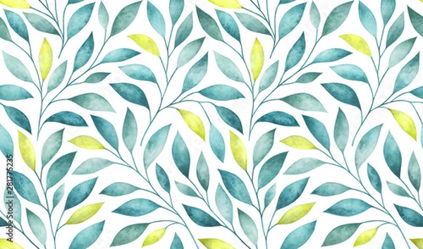 Fototapeta Seamless pattern with stylized tree branches. Watercolor illustration.