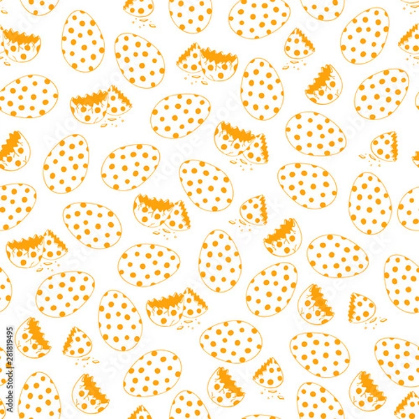 Fototapeta Seamless pattern with yellow spotty eggs.