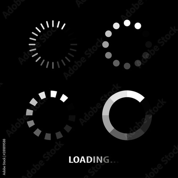 Fototapeta Loader icon vector circle button set. Download icon round process. Vector
