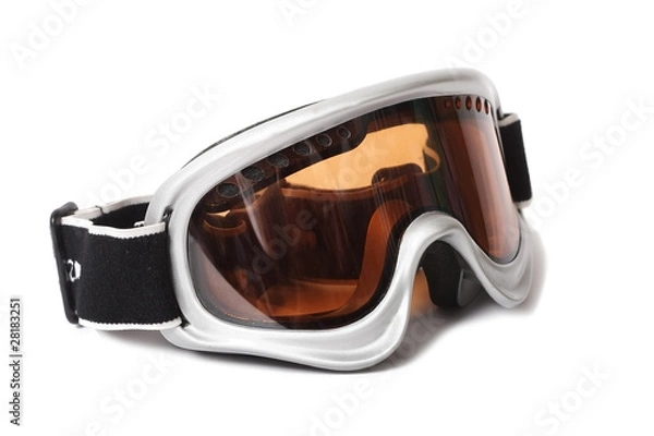 Obraz ski snowboard goggles on white background
