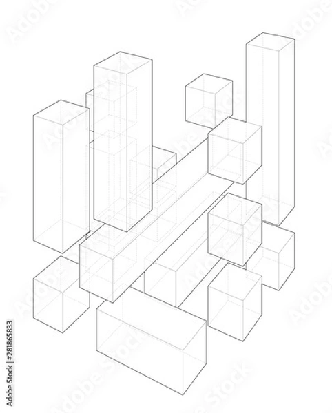 Fototapeta Two Point Perspective Drawing Tutorial