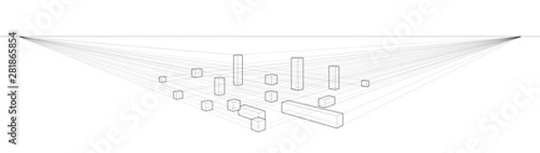 Fototapeta Two Point Perspective Drawing Tutorial