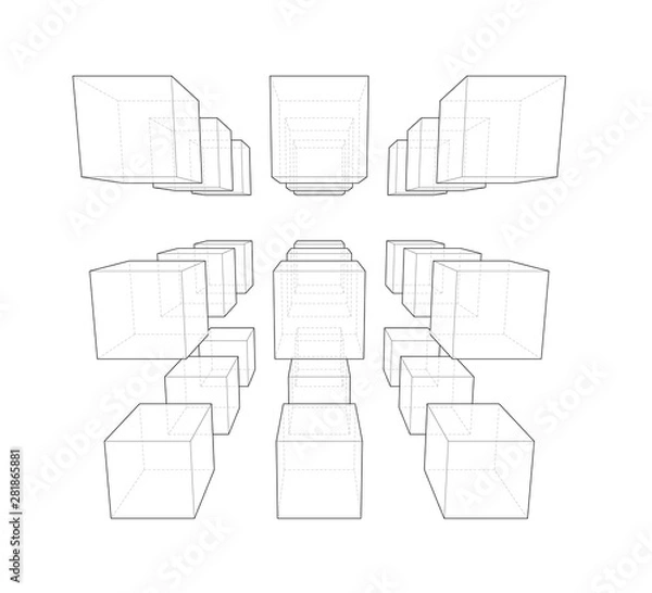 Fototapeta Two Point Perspective Drawing Tutorial