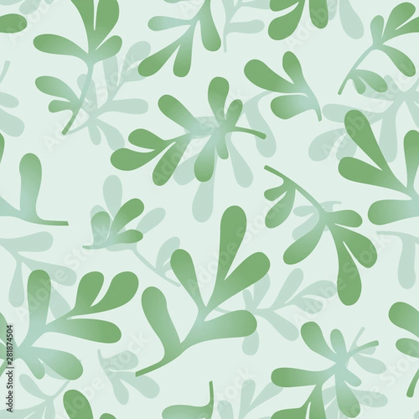 Fototapeta Green and blue leafy seamless pattern. You can enjoy this foliage inspired pattern on packaging, textiles, backgrounds, and more.