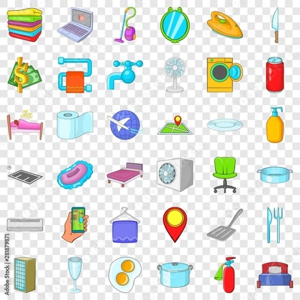 Fototapeta Guest icons set. Cartoon style of 36 guest vector icons for web for any design