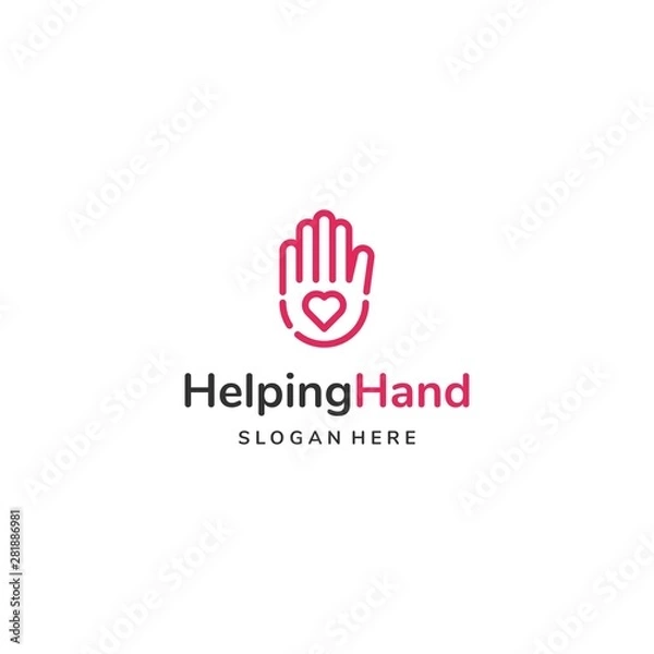 Obraz line art hand with heart logo