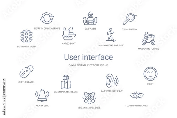 Fototapeta user interface concept 14 outline icons