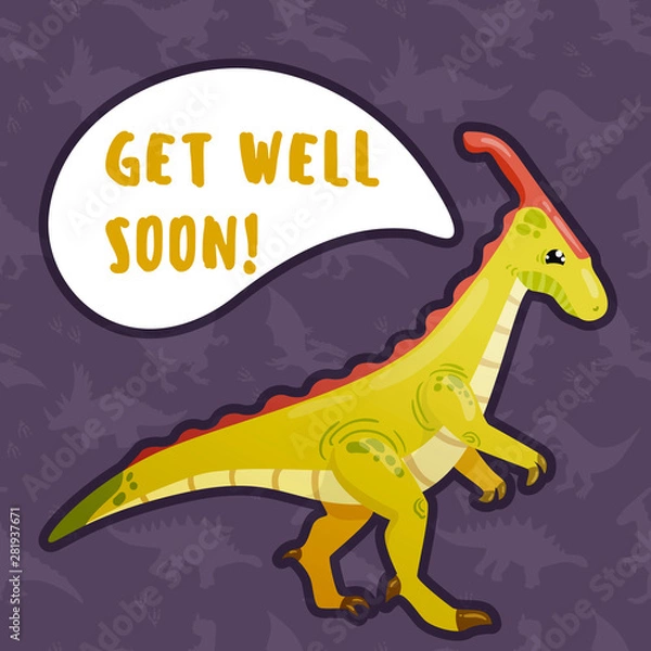 Fototapeta greeting CARD Dinosaur get well soon