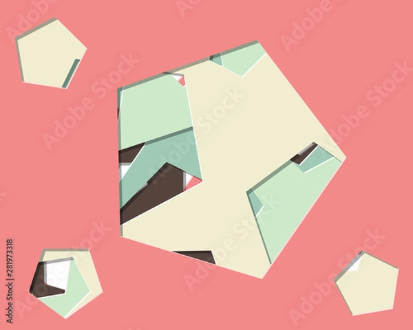 Fototapeta Abstract Generative Art color distributed polygone holes background illustration