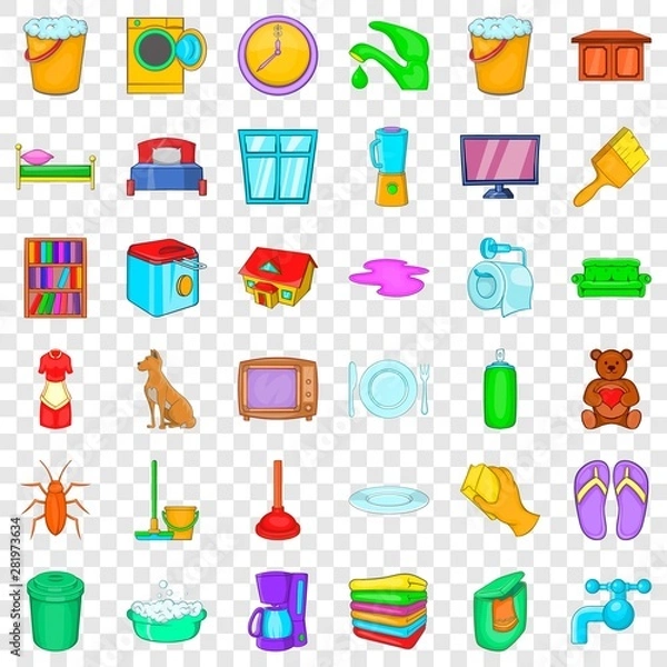 Fototapeta Brush icons set. Cartoon style of 36 brush vector icons for web for any design