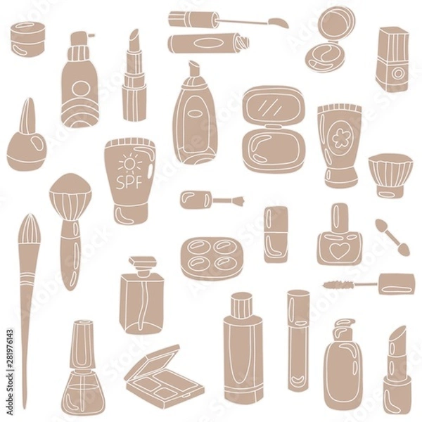 Obraz Vector illustration of cosmetic elements. 