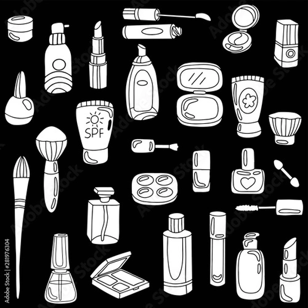 Obraz Vector illustration of cosmetic elements. 