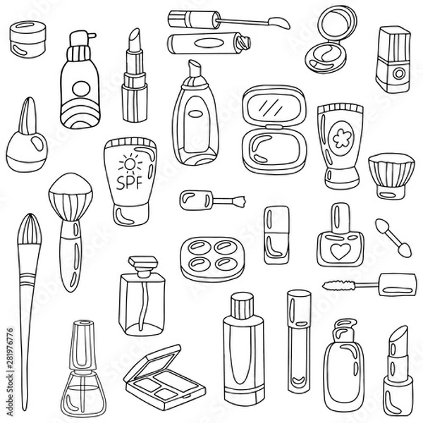 Obraz Vector illustration of cosmetic elements. 