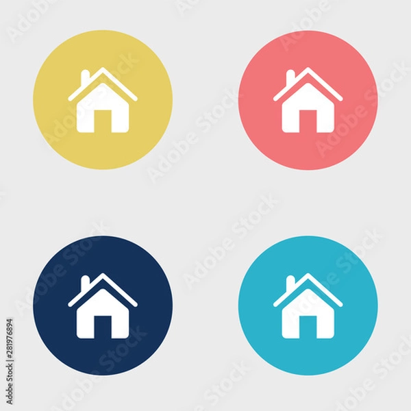 Fototapeta Web home flat icon for apps and websites