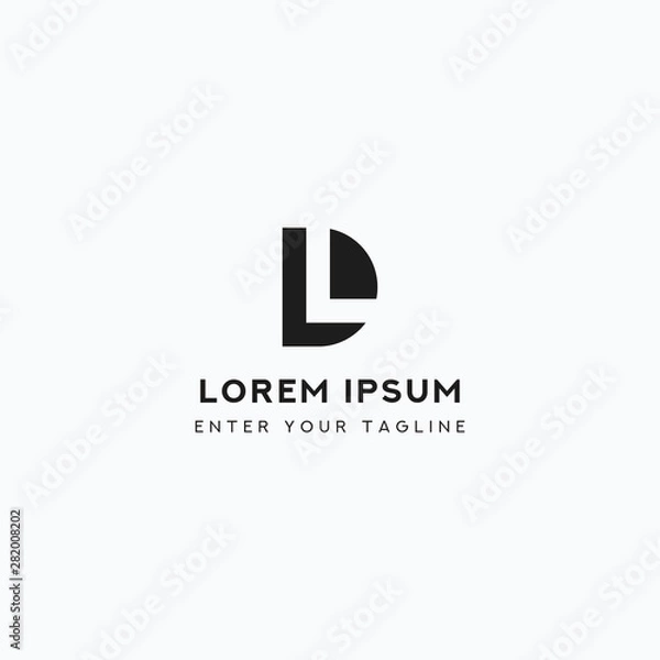 Obraz Logo Design Simple Initial LD or DL. Concept Letter D + Negative Space L.