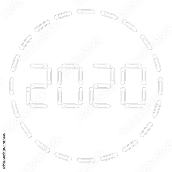 Fototapeta Paper clips isolated on white background,Top view,flat lay,Paperclip icon