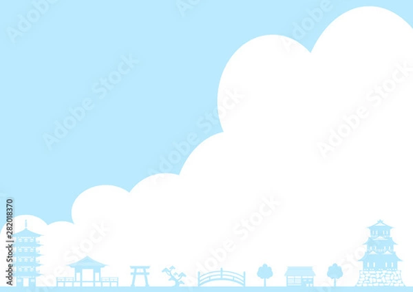 Fototapeta 城下町　青空　入道雲