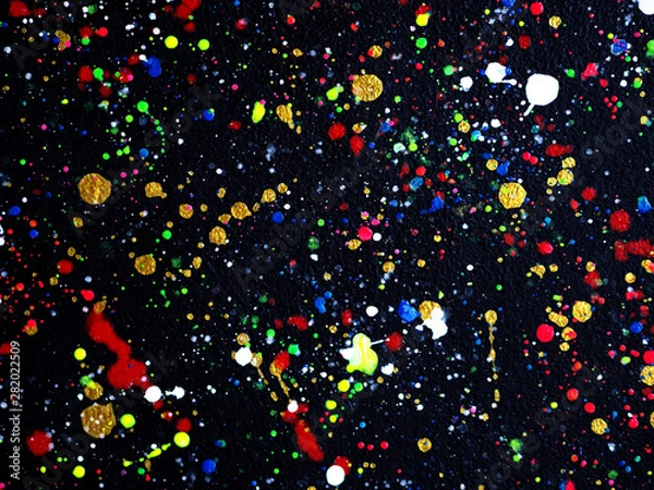 Fototapeta Colorful glow colors drops oil painting abstract background and texture.
