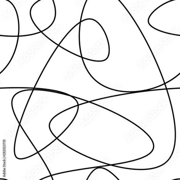 Obraz Vector abstract seamless scribble background. Fantasy modern tangled pattern. Digital tortuous design. Creative tangled composition.