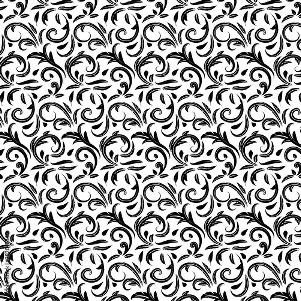 Fototapeta Floral swirls pattern style. Seamless vector illustration background.