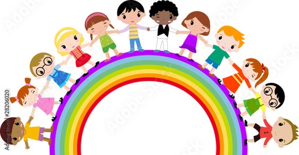 Obraz children and rainbow