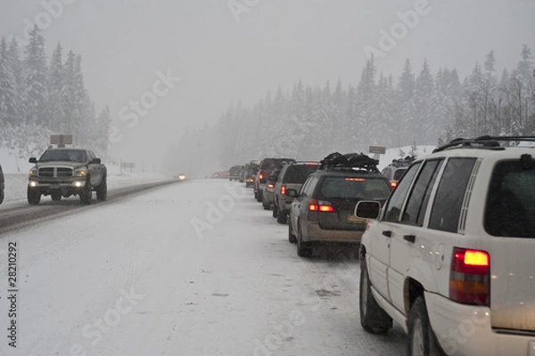 Fototapeta Winter traffic jam