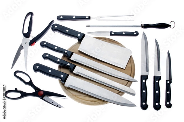 Obraz Kitchen knives isolated on white