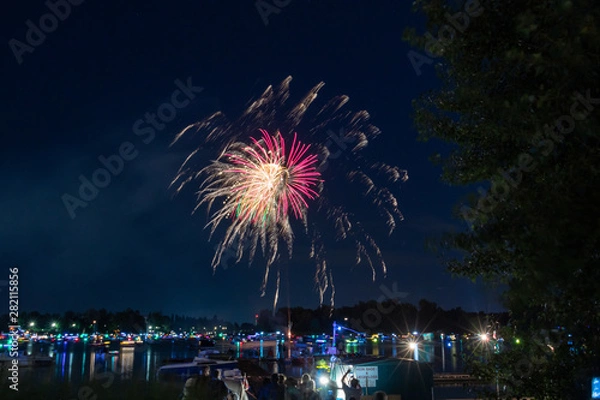 Fototapeta firework in front of danube river