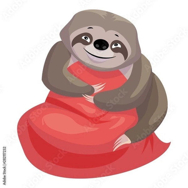 Fototapeta Kid sloth take pillow icon. Cartoon of kid sloth take pillow vector icon for web design isolated on white background
