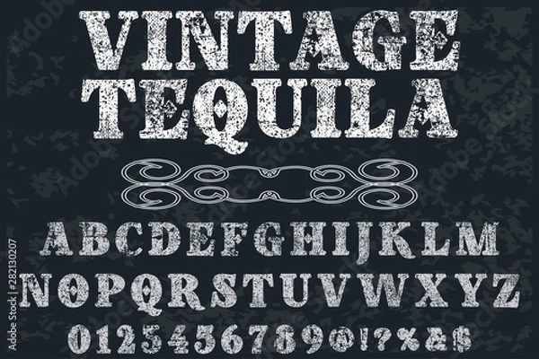 Fototapeta font script typeface  handcrafted vector named vintage tequila