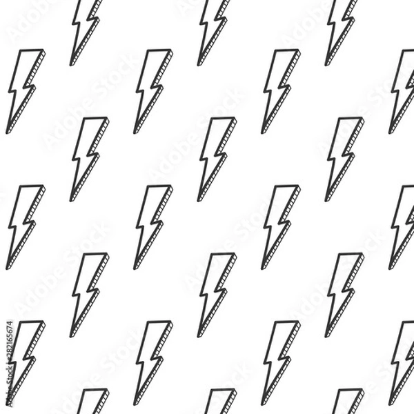 Obraz Vector pattern with lightning on a white background. Doodle-style ornament.