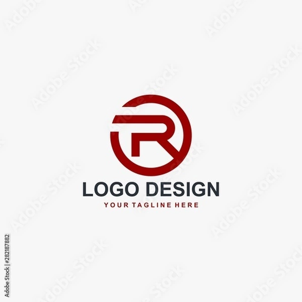 Fototapeta Letter R logo design. Monogram R type abstract symbol. Initial R in circle vector icon.