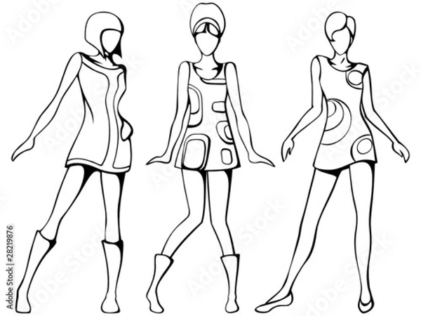 Obraz Mod girls sketch