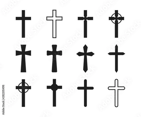 Obraz Vector illustration set of christian and catholic crosses