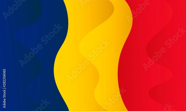 Fototapeta Romania flag icon vector design. Abstract liquid gradient background. Trendy layered backdrop.