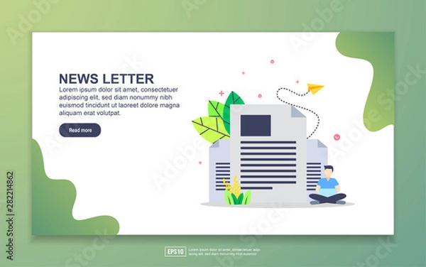 Fototapeta Landing page template of newsletter. Modern flat design concept of web page design for website and mobile website. Easy to edit and customize