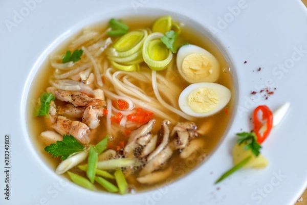 Fototapeta large round noodle soup