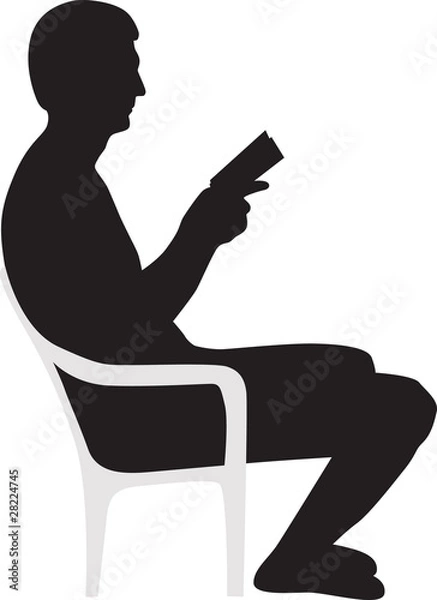Obraz man reading a book silhouette vector