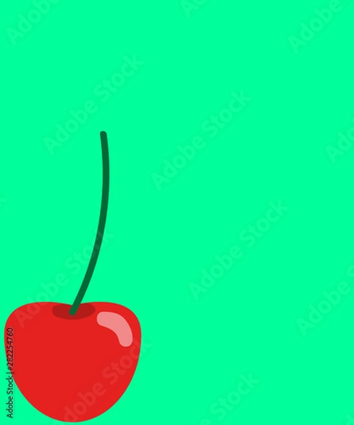 Fototapeta Cherry drawing on green background