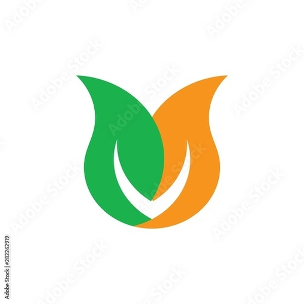 Fototapeta linked leaf geometric logo vector