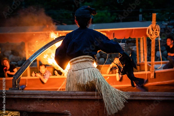 Obraz 京都　宇治川の鵜飼　夏
