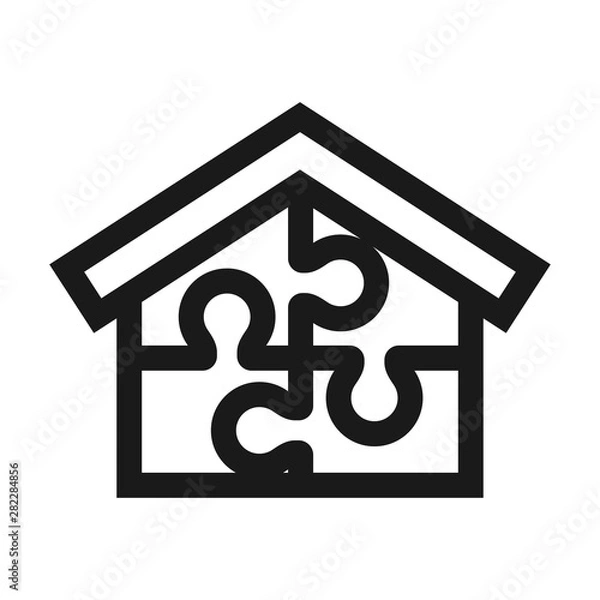 Obraz home puzzle - minimal line web icon. simple vector illustration. concept for infographic, website or app.