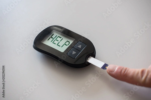 Obraz Glucometer asks for help after measuring the blood sugar