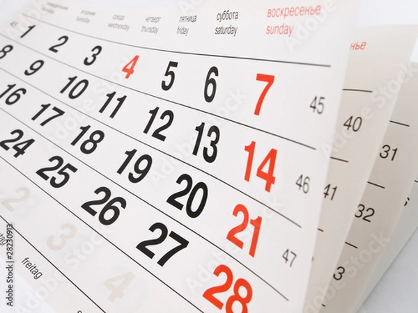 Obraz Closeup a calendar page